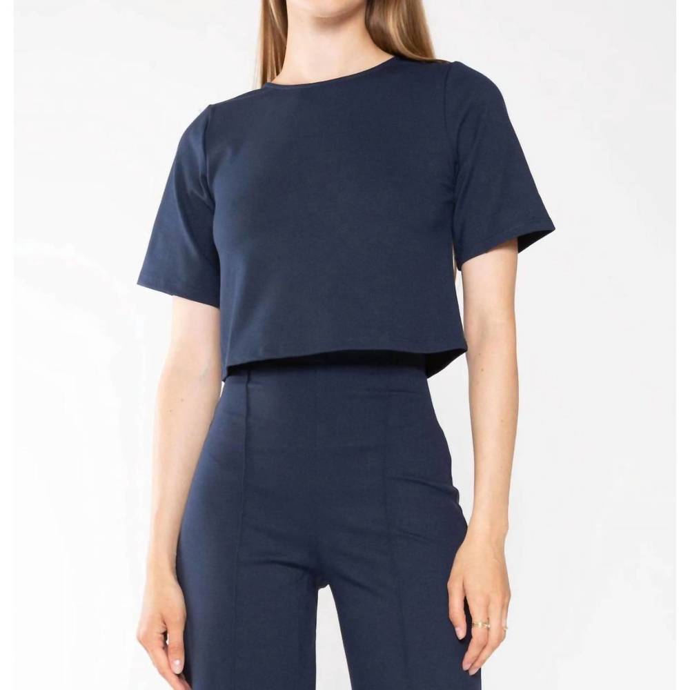 Women’s Navy Short Sleeve Crop Tee